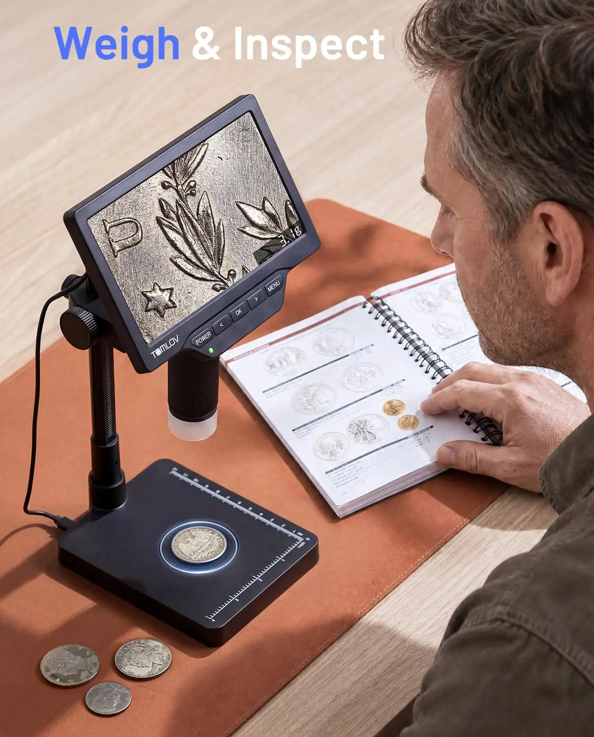 TOMLOV Coin Microscope with Weighing Scale 4.3