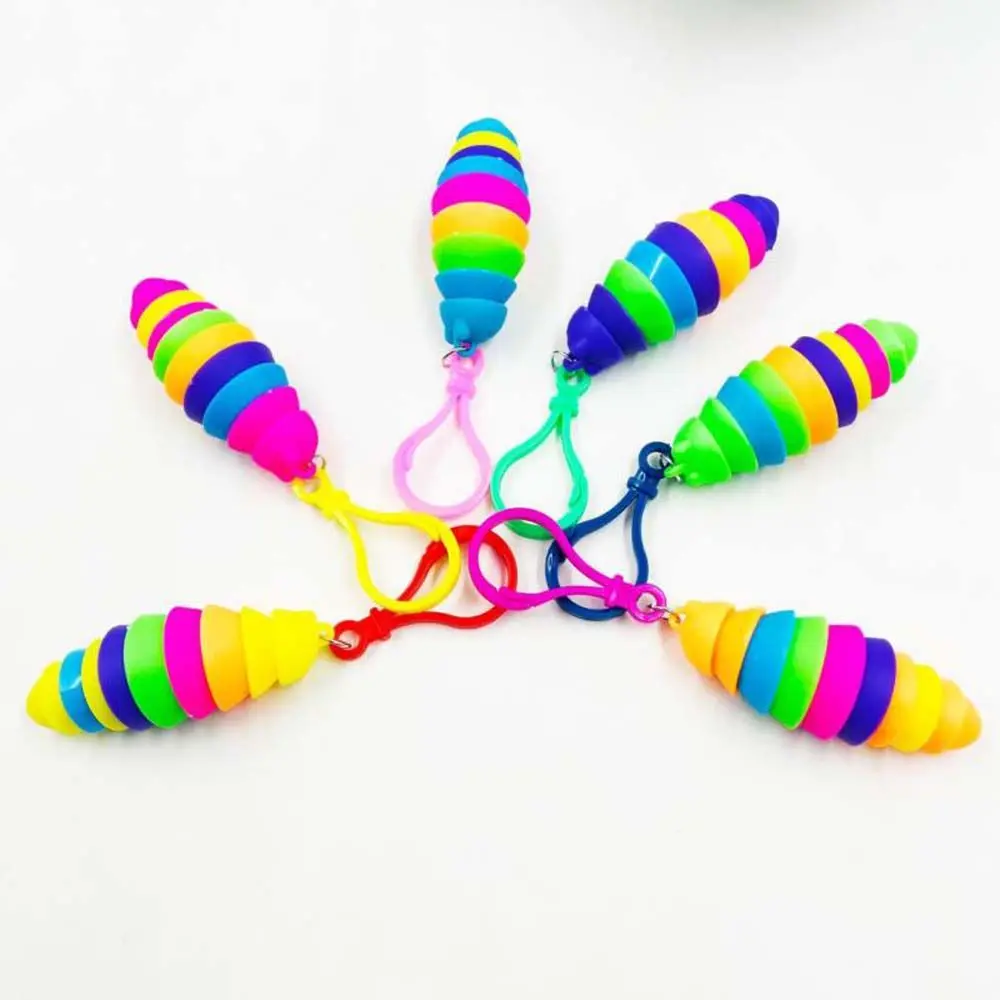 Favor Keychain Anti-Anxiety Snail Caterpillar Key Chain Squeeze Sensory Toys Relieve Stress Keyring Mini Finger Slug pendant