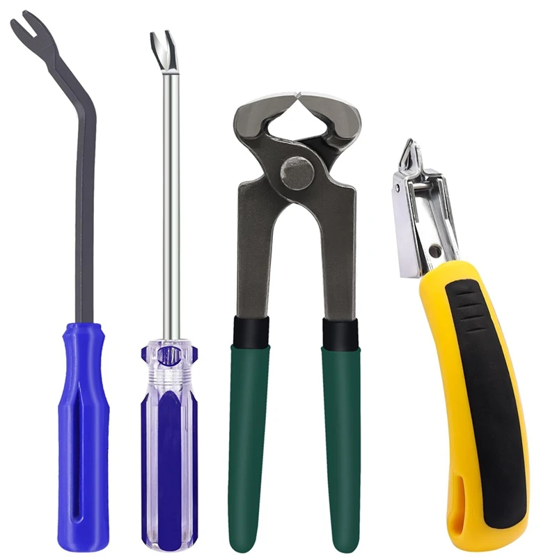 

A26F-4Pcs Upholstery And Construction Staple Remover Tools Set - Nail Remover, For Furniture Floor Craft Project Photo Frame