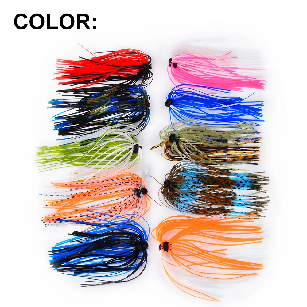 10 Stück/Gummi-Jig-Set Spinnerbait Buzzbait Anti-Haken Silikon-Jig-Röcke Elastische Weiche Angelköder-Zubehörteile – Detail 3