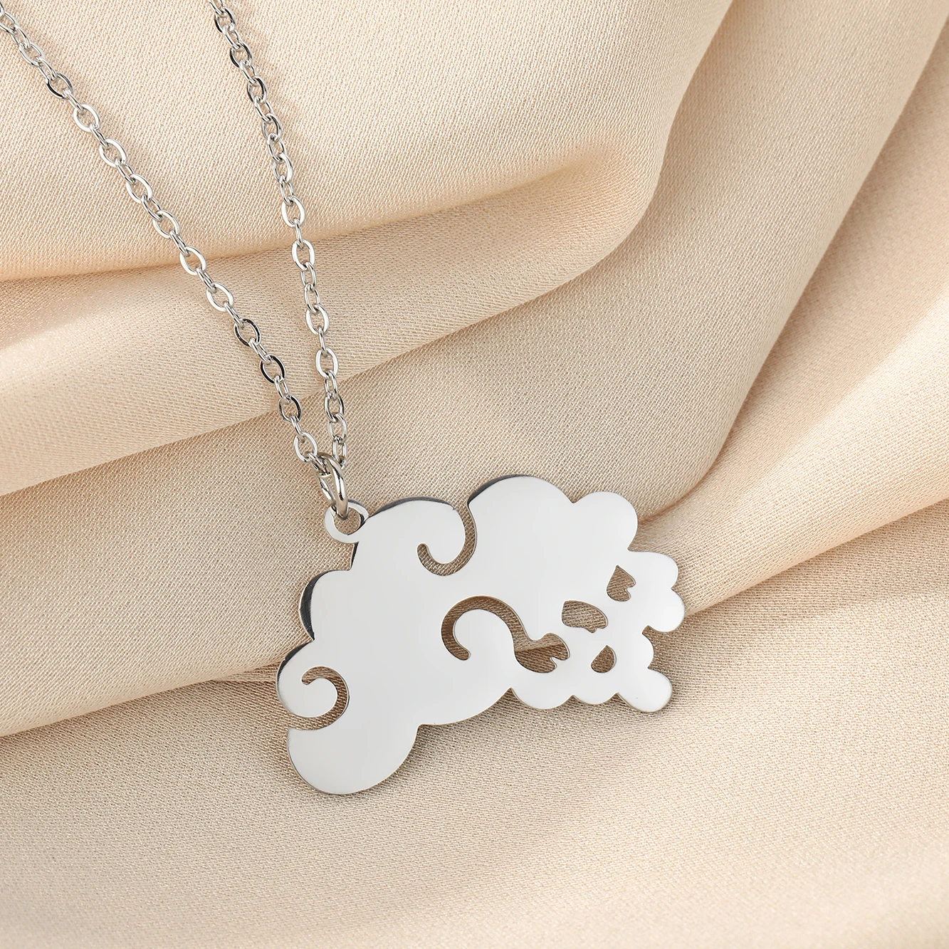 CHENGXUN Stainless Steel Raindrop Cloud Necklace Simple Jewelry Birthday Party Gifts for Men and Women