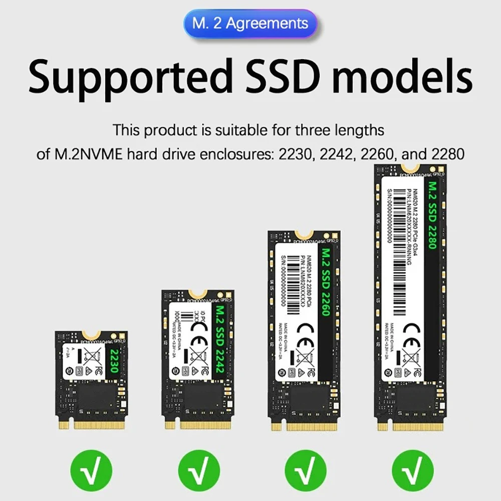 Custodia SSD M.2 NVMe NGFF Custodia SSD esterna trasparente USB 3.1 Gen2 10 Gbps M.2 SSD a USB Adattatore Supporto UASP per SSD PCIe