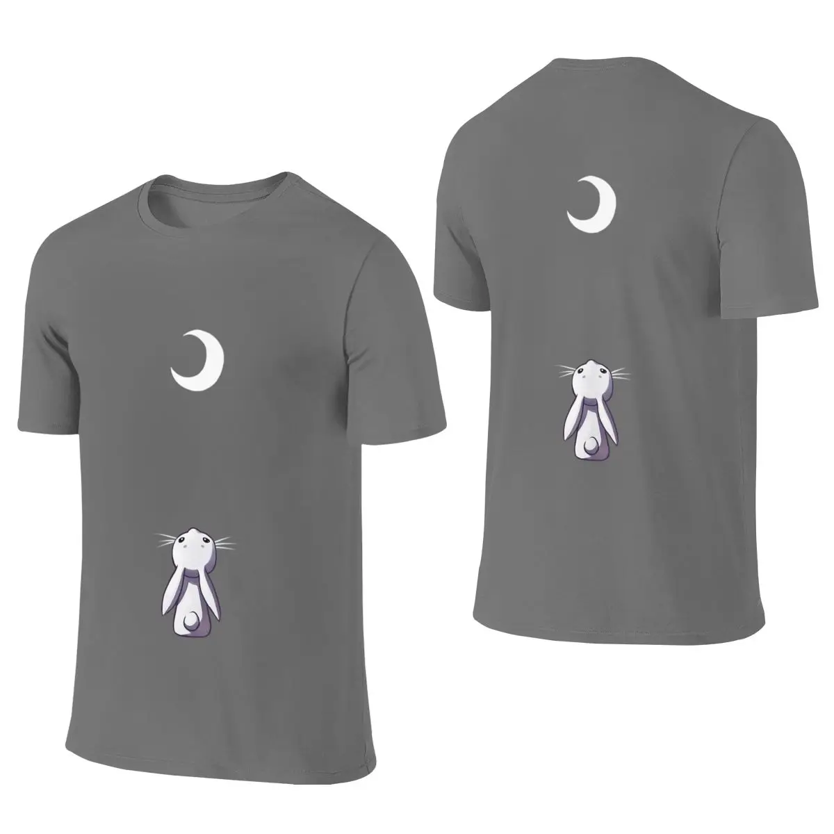Moon Bunny Sweat-Absorbing Reversible T-shirt Street Trendy Cool High-Definition Printing Tee