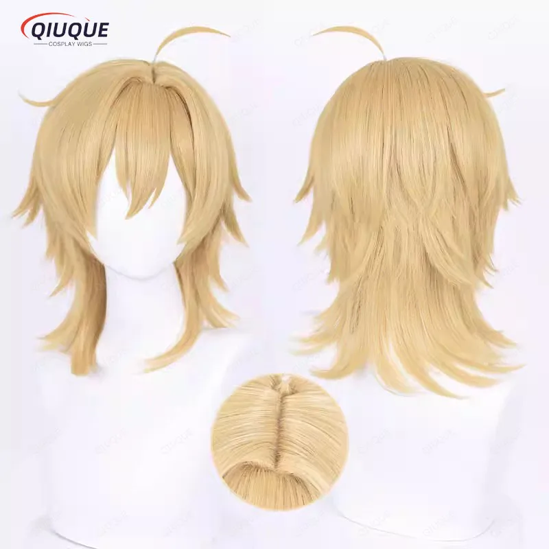 Hakaze Kaoru Cosplay Wig  Short Flax Golden Heat Resistant Synthetic Hair Halloween Party Wigs + Wig Cap