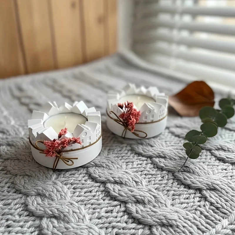 Reusable House-Shaped Candle Holder Silicone Mold - Compatible for Resin, Gypsum & Tea Lamp DIY Crafts