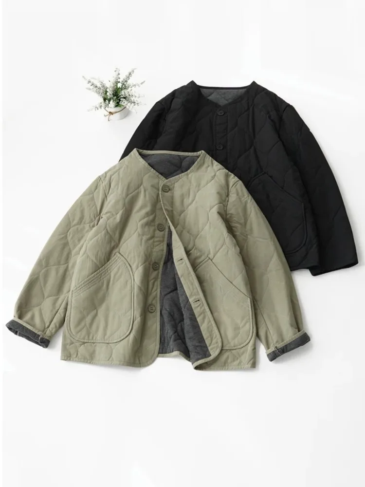 

Легкое хлопковое пальто Thiened, женское осенне-зимнее повседневное хлопковое пальто с прошивкой, большой размер, круглое, на пуговицах