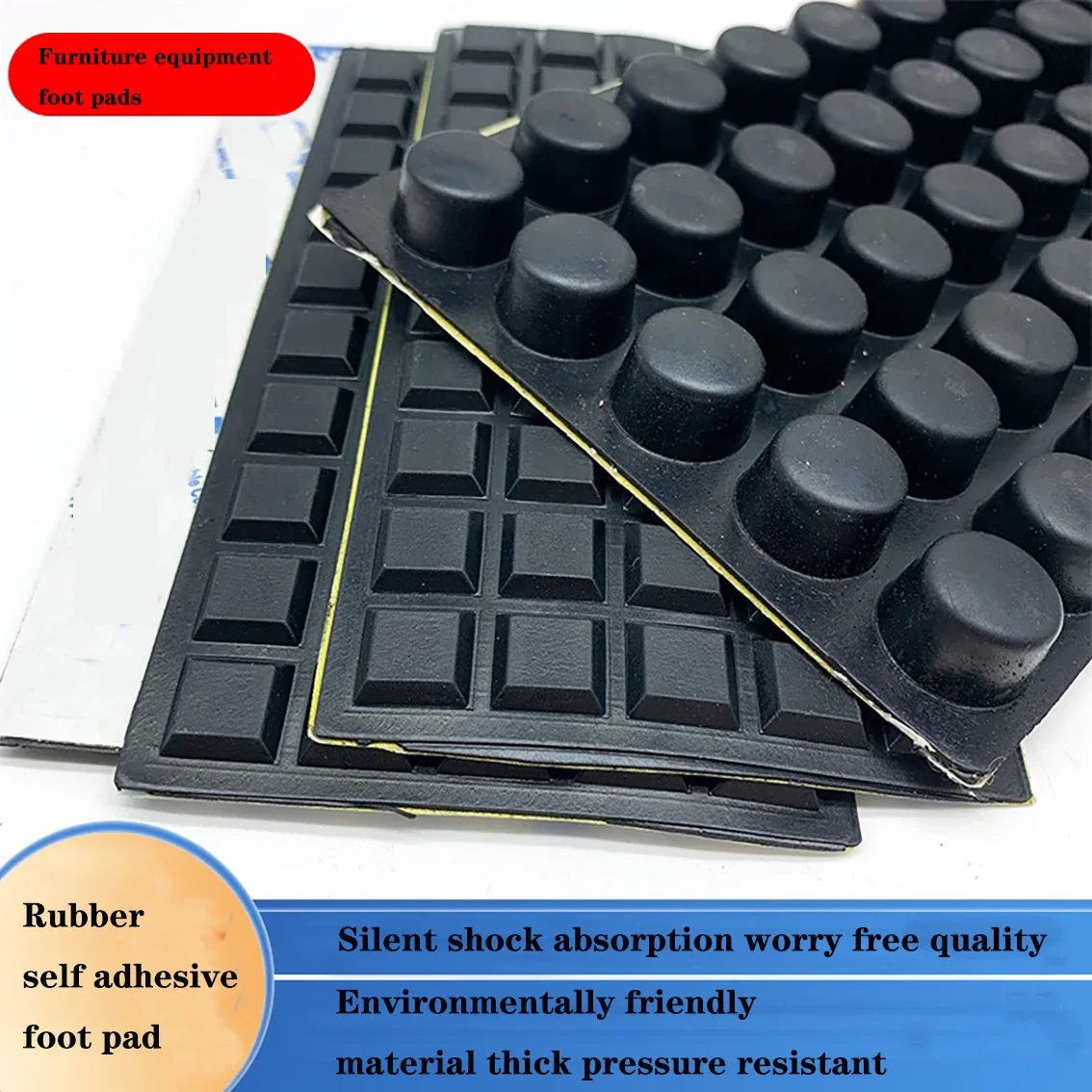 Self-adhesive Rubber Foot Pads Round/Square Shape Durable Anti-shock Vibration Isolation Pad for Furniture Electronic Equipment