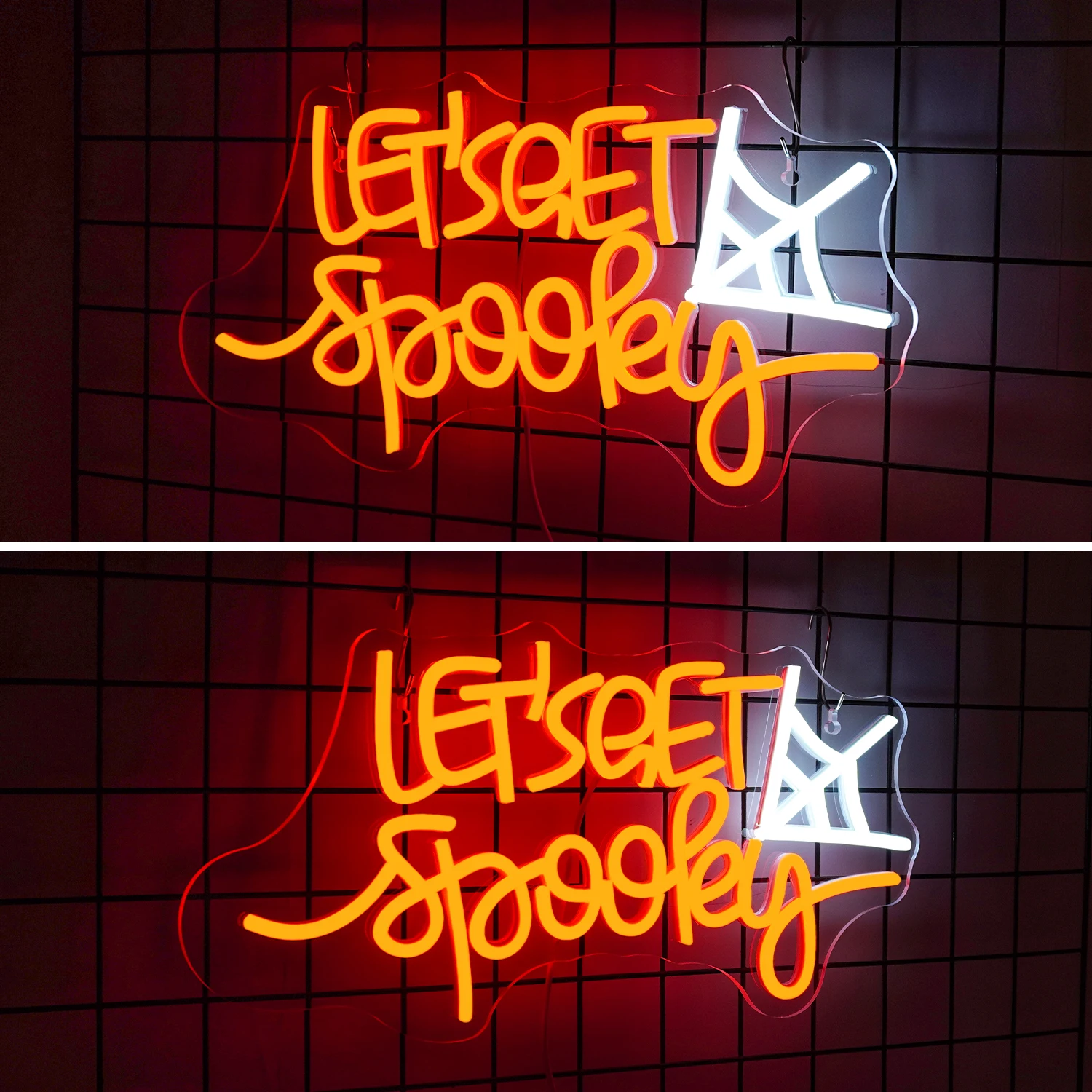 Let's Get Spooky Neon Sign Halloween Spider Web Led Neon Light Dimmable Room Decoration For Halloween Party Living Room Decor