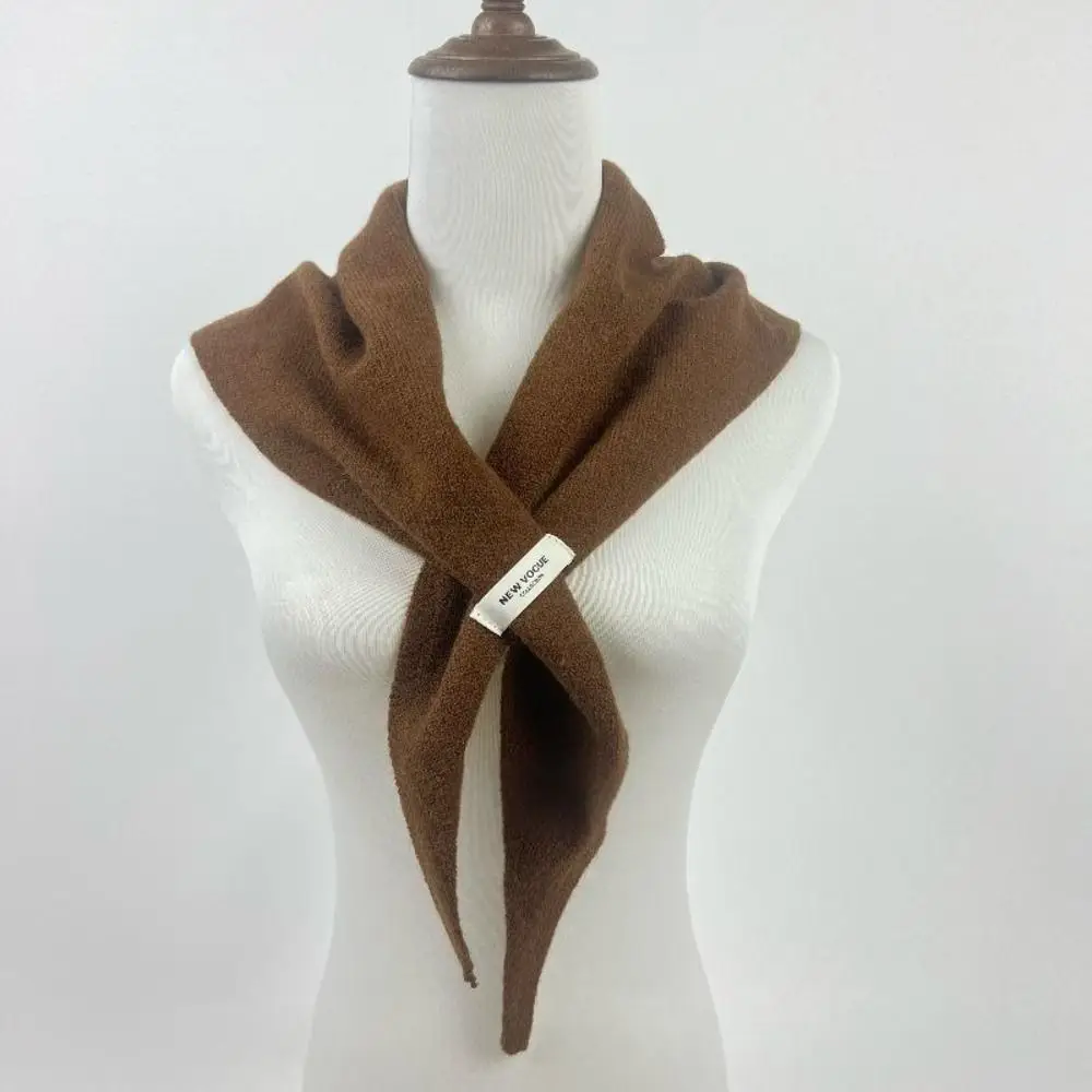 Multicolor Shawl with Tie Warm Triangular Shape Knitted Scarf British Korean Style Short Wool Blend Scarf Headscarf Use