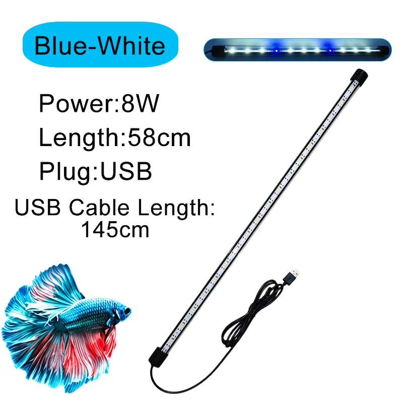 18-58cm USB Vollspektrum Wasserdichte Tauchfähige Aquarium-LED-Streifenleuchte Fischbeckenlampe Unterwasser-Pflanzenwachstumsbeleuchtung – Detail 11