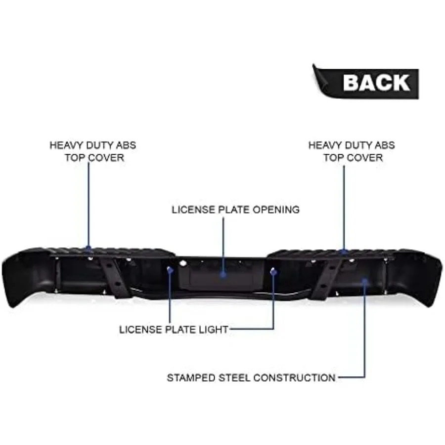 مجموعة المصد الخلفي الفولاذي المتوافقة مع شاحنة Ford F150 20092014 W o فتحة الاستشعار المصد الأسود 9L3Z17B807A 9L3Z17906A FO