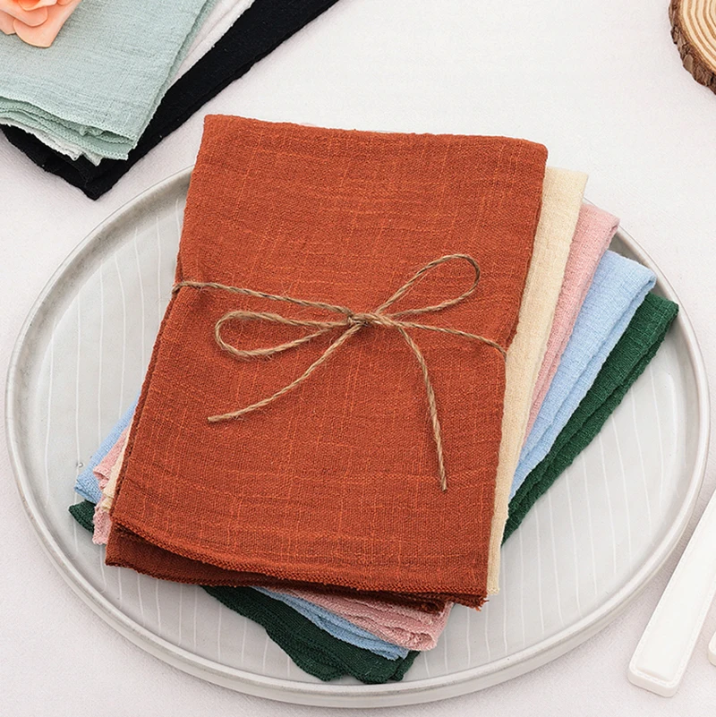 

10pcs Cotton Cloth Napkins 30x30cm Gauze Fabric for Wedding Decor Everyday Use Dinner Tea Towel Table Village Christmas Napkin