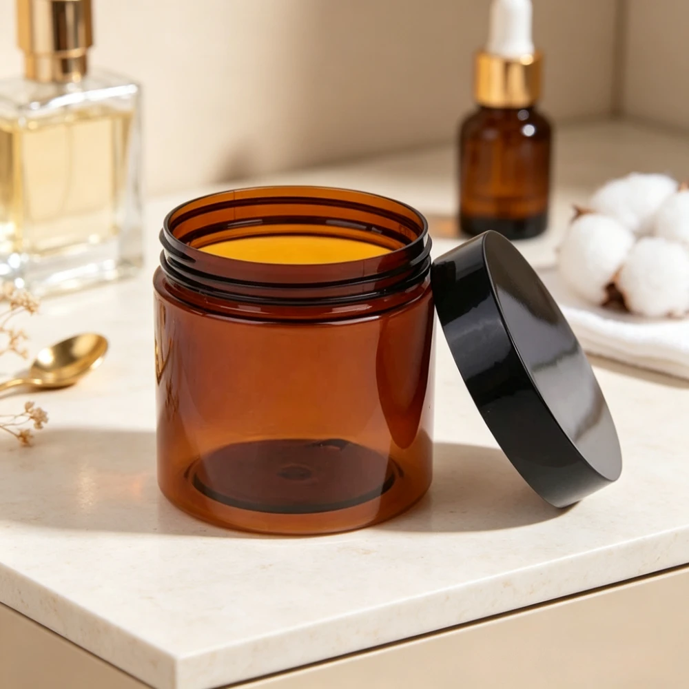 Empty Makeup Jar Pot Amber Brown Cosmetic Face Cream Bottles Lip Balm Sample Container Jar Pot Makeup Jars 1pc 100/150/200/250ml