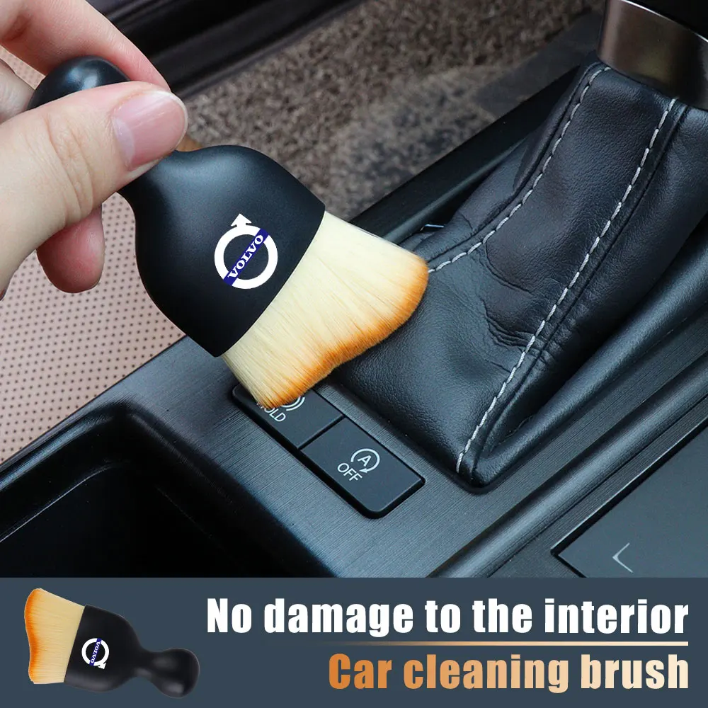 Car Badge Dust Brush Interior Detail Gap Air Vent Cleaning Soft Brush For Volvo RDESIGN XC60 XC90 S60 S80 S60L V40 V60 AWD V90