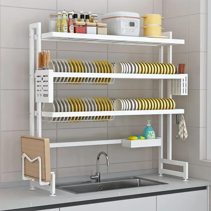 Exquisite Multi-functional Adjustable Shelf Sink Drain Rack Multi-layer Dish Storage Rack Countertop Sink Dish Rack