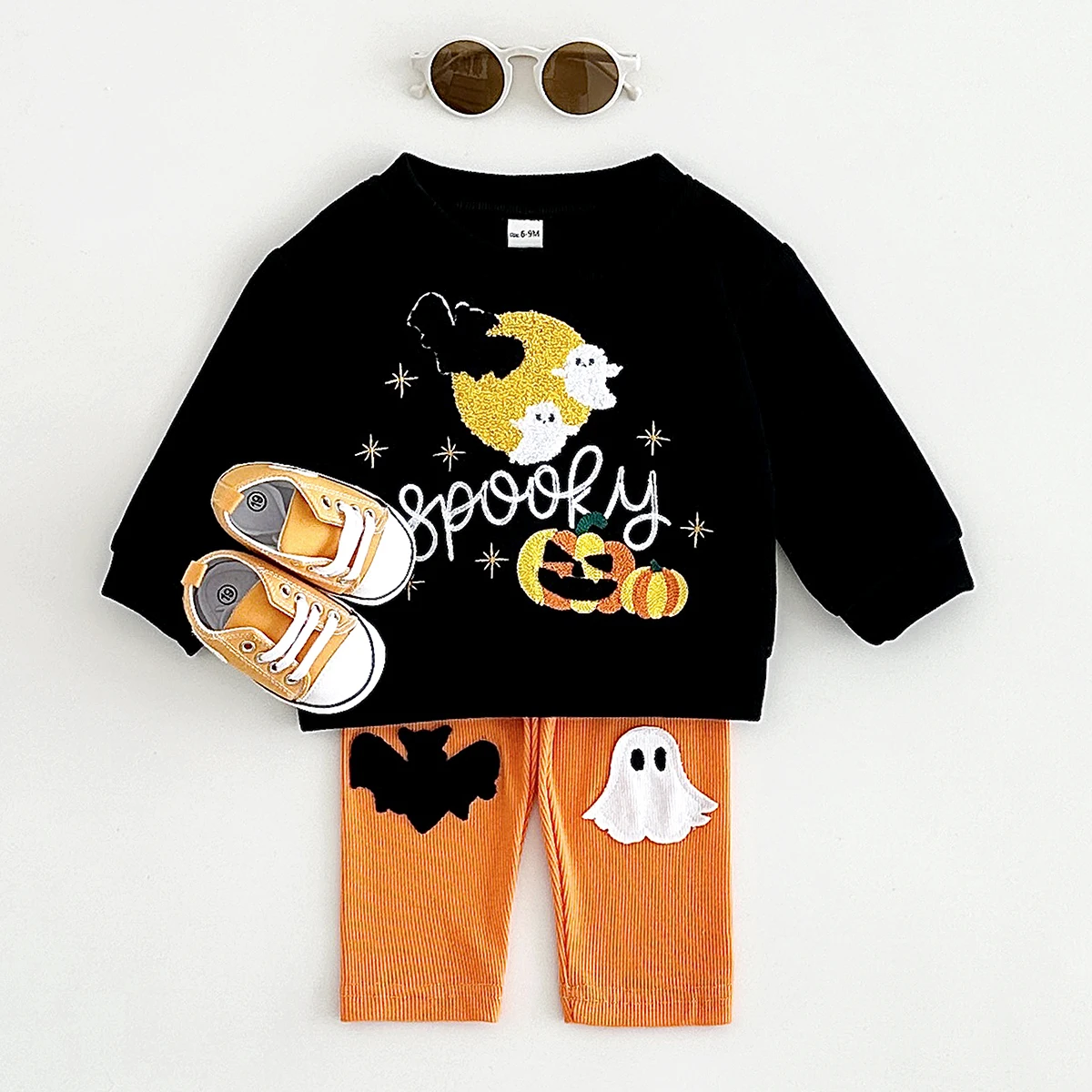 Baby Halloween Sets Pumpkin/Ghost Print Toddler Kids Baby Boys Girls Sweatshirts 2Pcs T Shirt+Pants Newborn Holiday Clothes