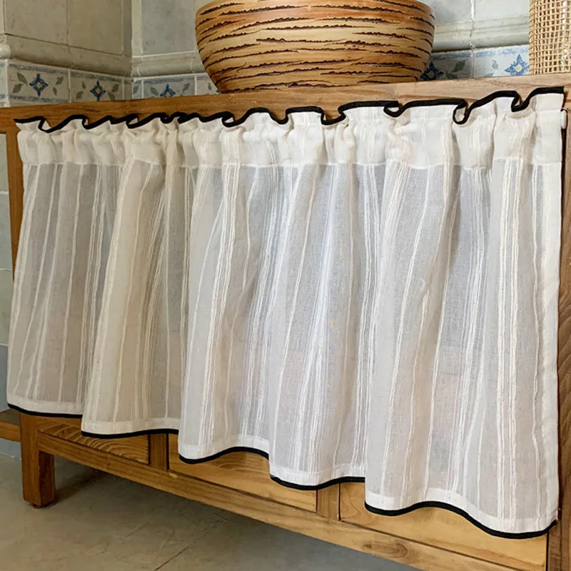

Cotton Linen Short Curtain Kitchen Cafe Farmhouse Rustic Small Window Treatment Home Decor Tier Curtains for Bedroom Living Room