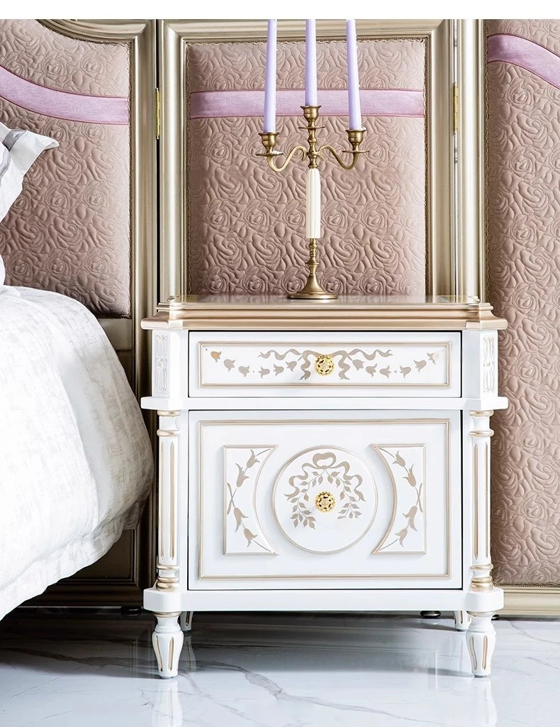 

Американская прикроватная тумбочка, роскошный белый шкафчик из массива дерева