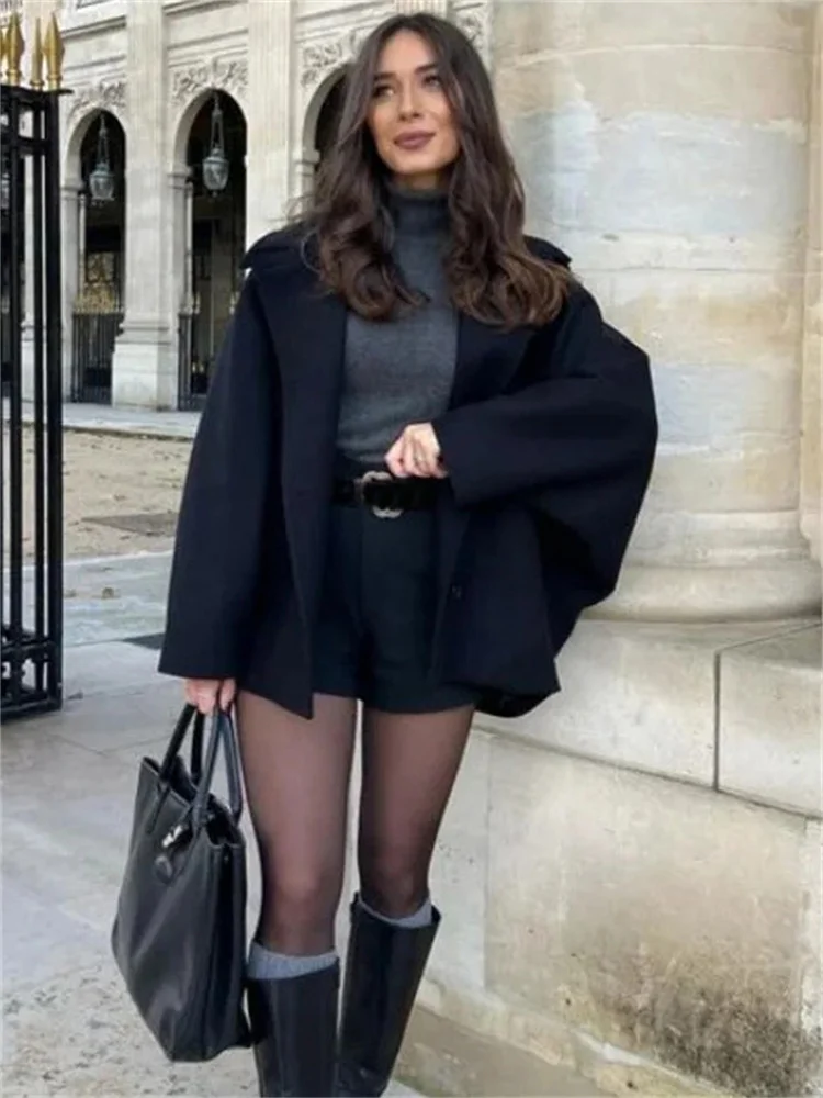 

Tossy Solid Casual Sweater Jackets For Women Long Sleeves Loose Single-Breasted Turndown Collar Cropped Coat Ladies Jacket New