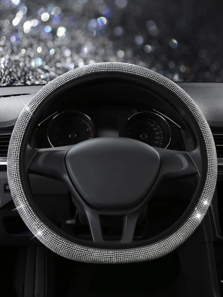 Rhinestone Decor Car Steering Wheel Cover,Car Women Accessories,Steering Wheel Cover For Women,Car Accessories