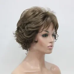 Curly Wavy Light Golden Reddish Brown Short Synthetic Hair Full Women' daily Wig