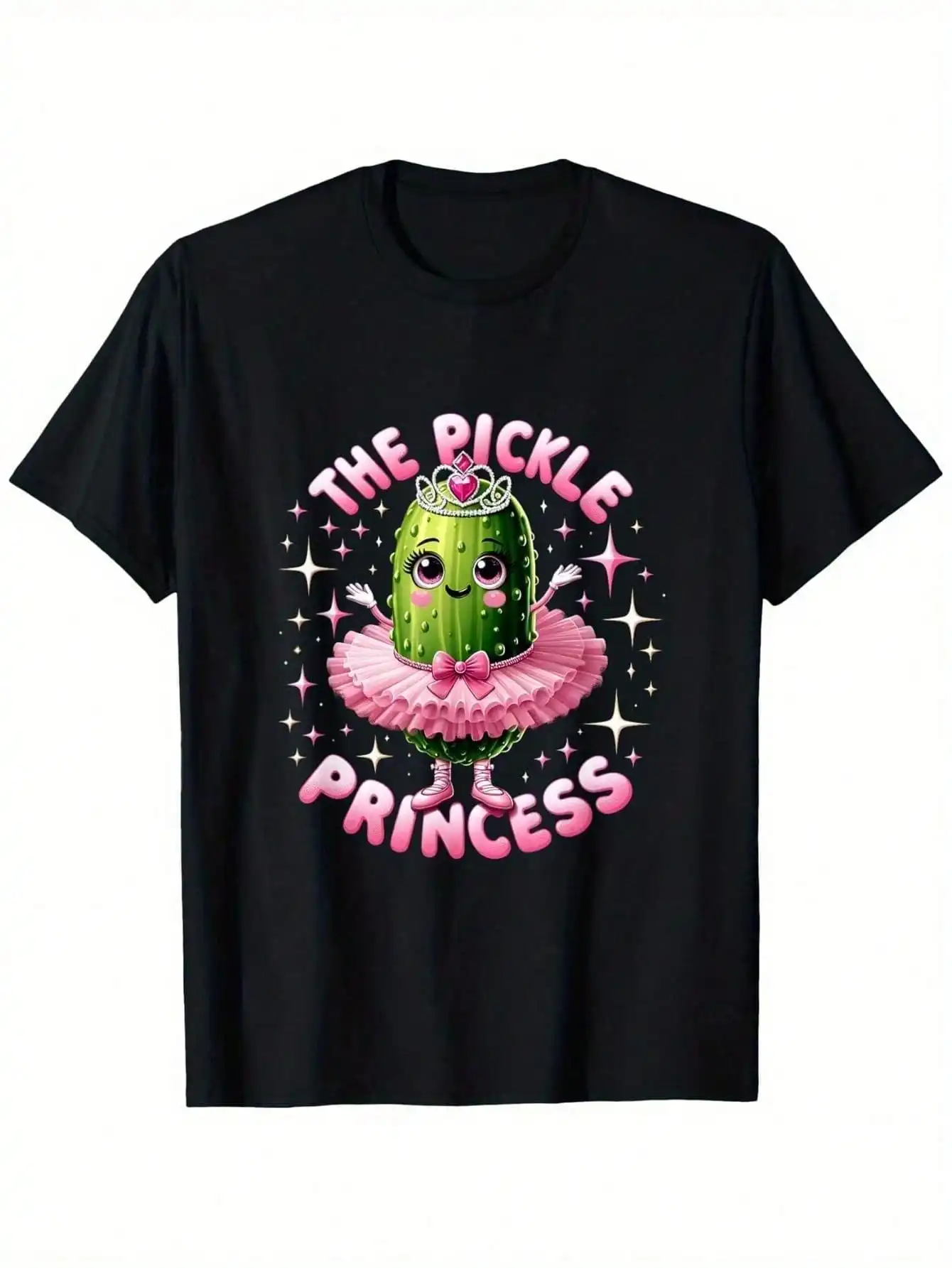

Men's Pickle Princess Ballet T-Shirt - Cute Cotton Graphic Tee, Soft & Breathable Crew Neck Short Sleeve Shirt,