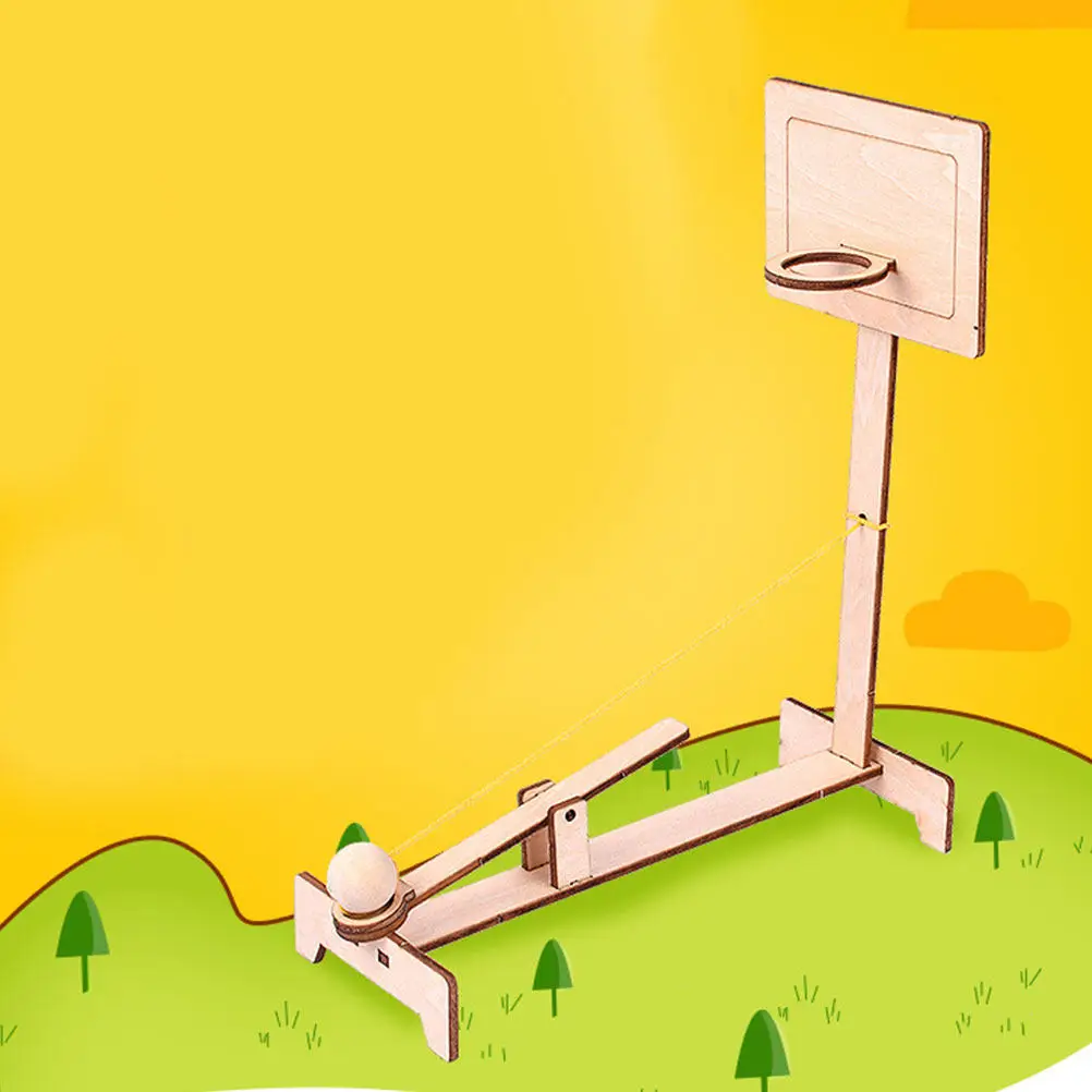 

2Pcs Wood Shooting Machine DIY Kids Educational Science Experiment Basketball Machine Leverage Theory Scientific Learning