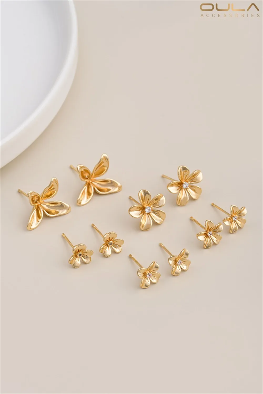 1 زوج 925 الفضة إبرة 14K مطلية بالذهب الزركون زهرة زهر الكرز وأقراط-مجوهرات الحفاظ على اللون