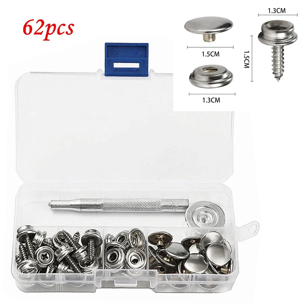 

62pcs(20sets) Stainless Steel Canvas to Screw Press Stud Snap Kit Boat Cover