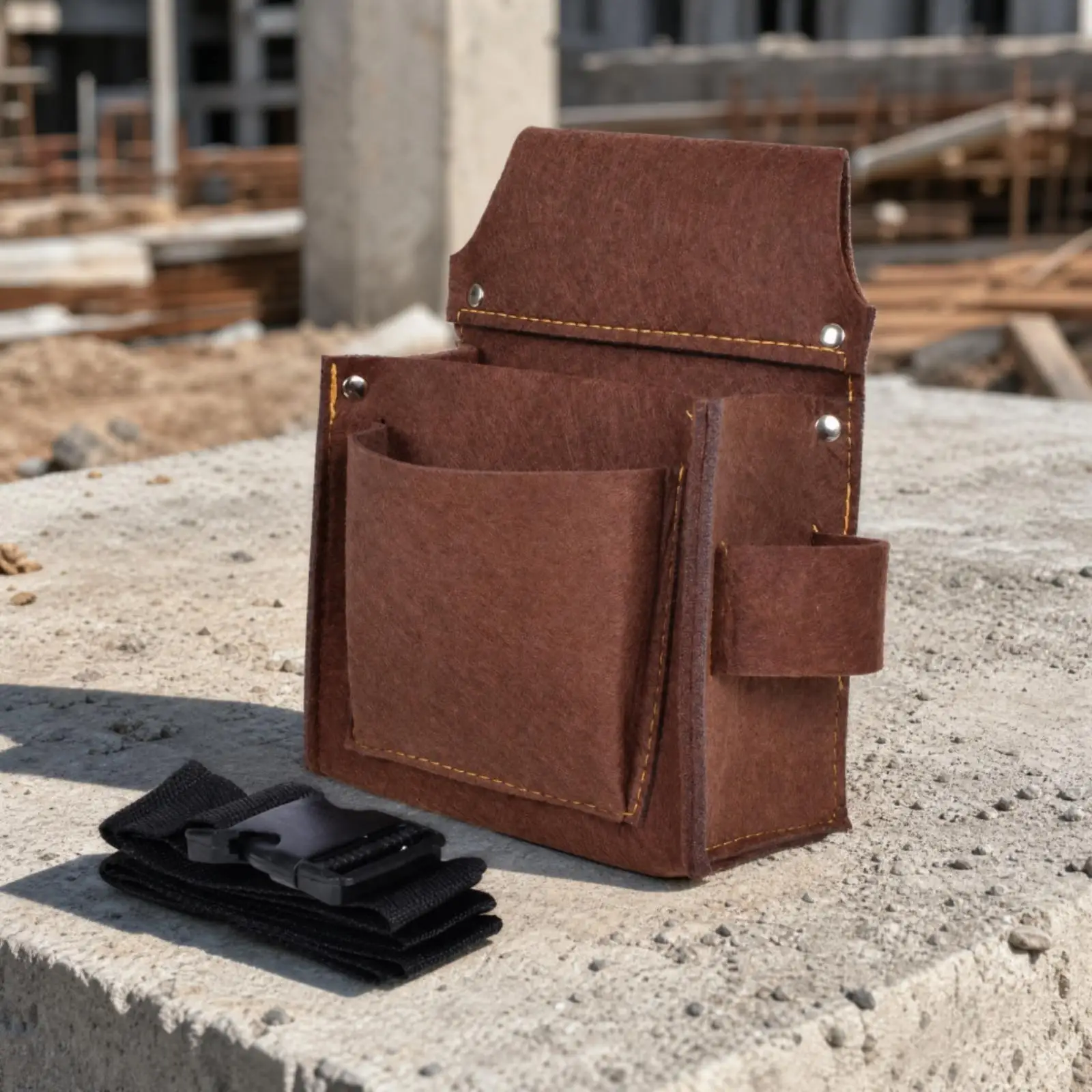 Professional Work Tool Pouch with Reinforced Stitching and Metal Rivets for Carpentry and Electrical Tasks