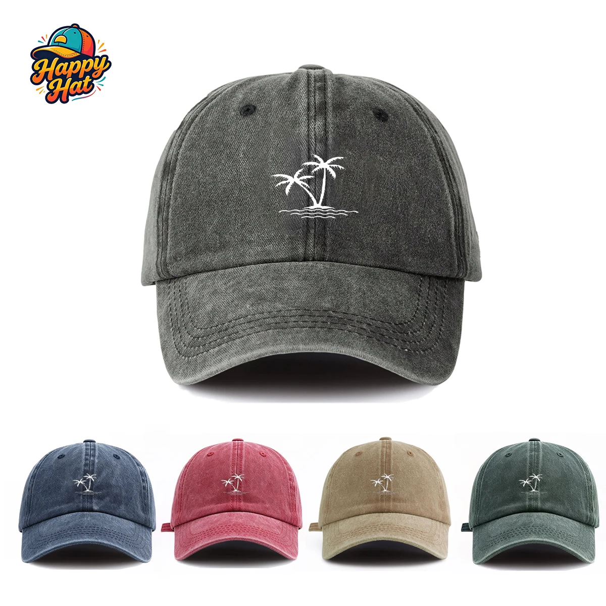 Vintage Palm Tree Print Casual Baseball Cap for Women, Sun Hat for Summer Beach Vacation Daily Street Wear