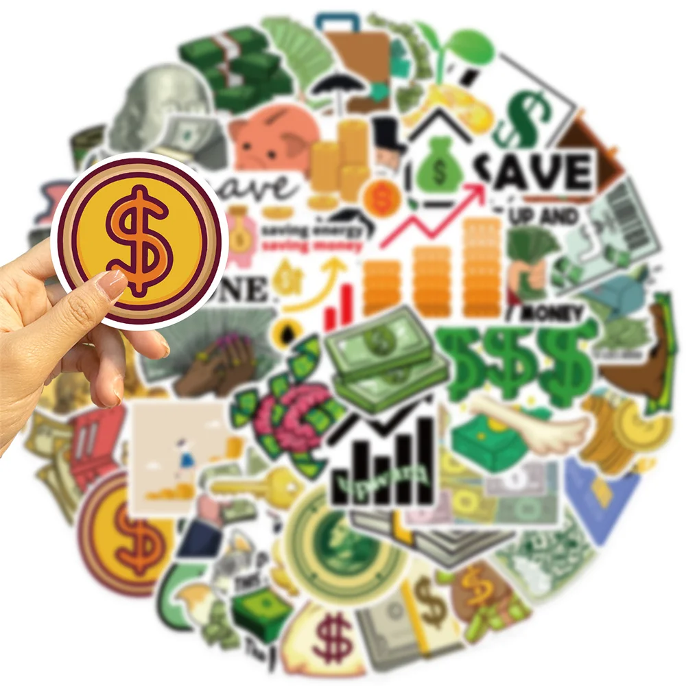 50pcs Cartoon Money Graffiti Stickers For Guitar Phone Suitcase Ipad Handmade Sticker Craft Supplies DIY Scrapbooking Material