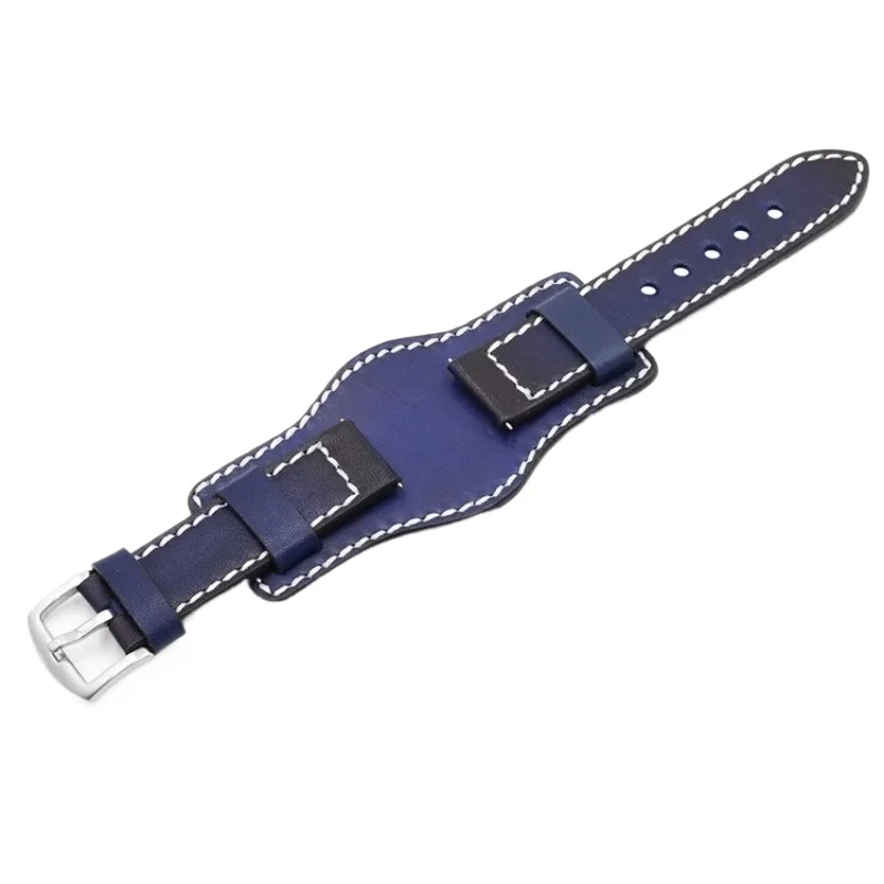 For Suitable for Pnh Handmade Retro Leather Strap, Bottom Tray Cowhide Leather Watch Strap 22 24mm