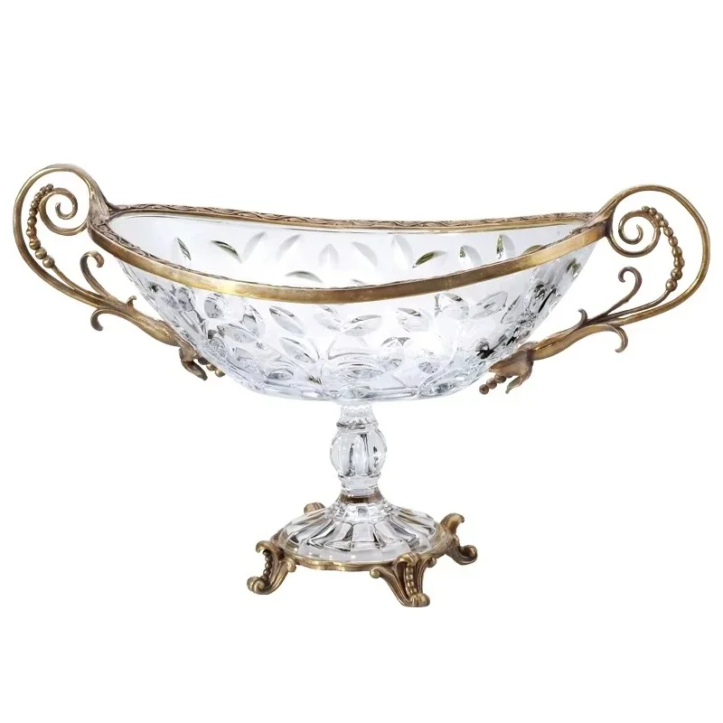 

European and American luxury fruit plate ornament, crystal copper ceramic coffee table decoration, living room home ornament
