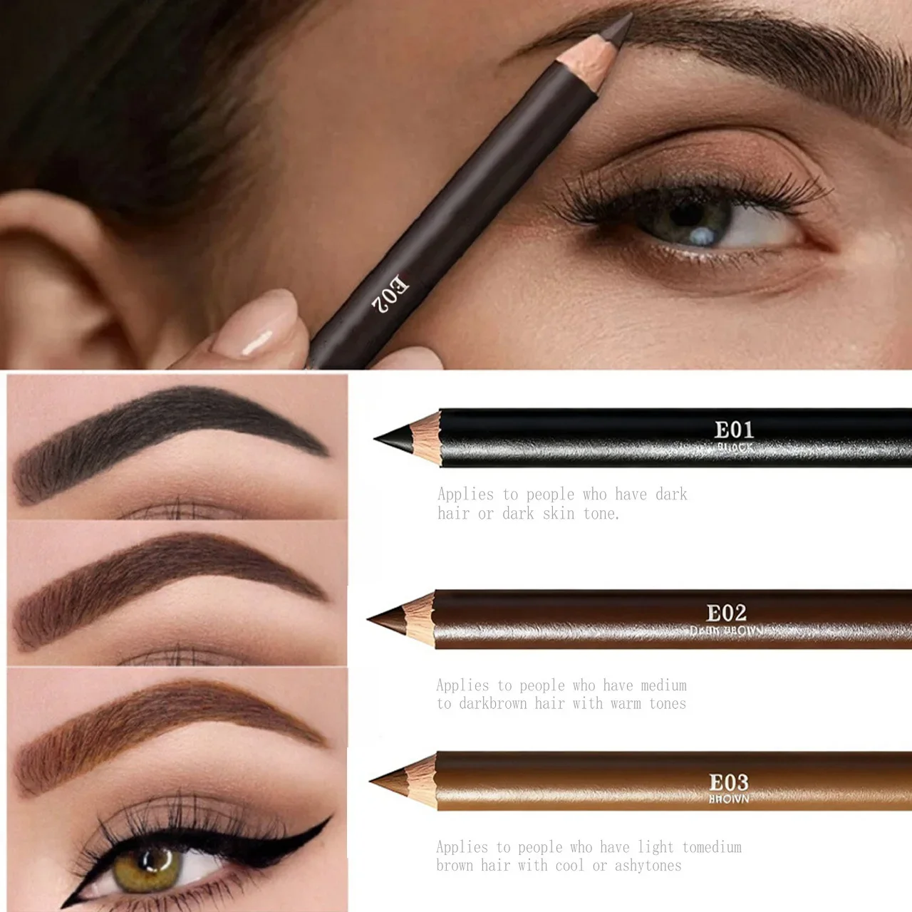 Waterproof Matte Brown Eyebrow Eyeliner Pencil Wooden Hard Core Long Lasting Makeup Durable Eye Brow Pencil Tint Cosmetics view 2