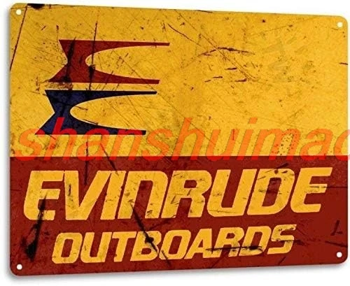 Evinrude Outboard Motors Retro Boat Marina Shop Garage Wall Decor Metal Tin Sign 8x12in