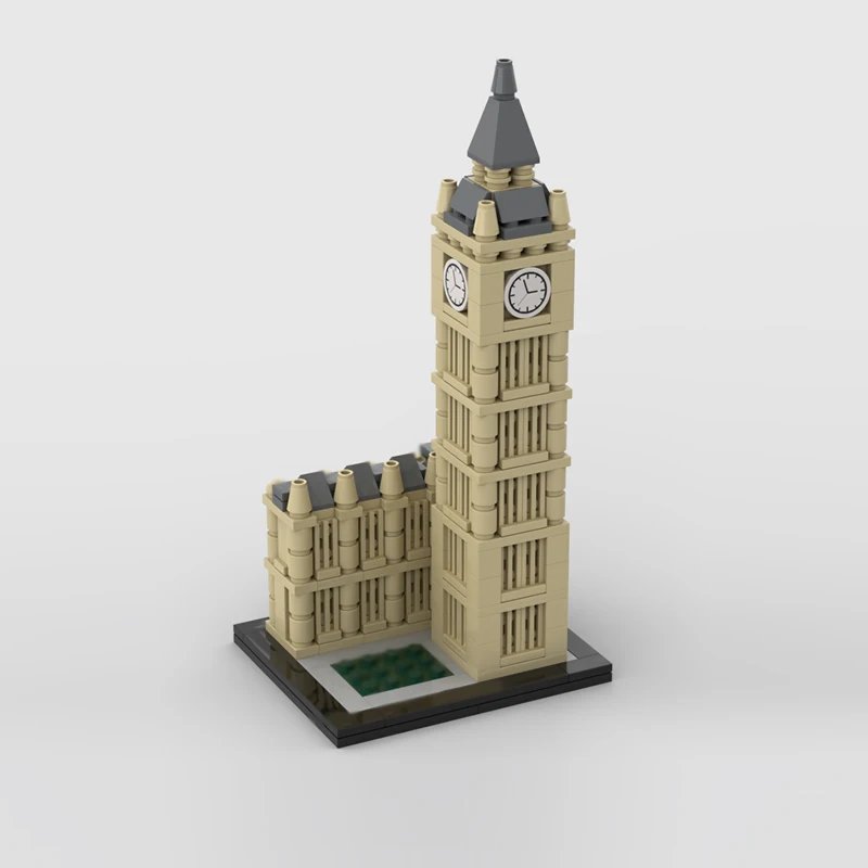 City Street View Model MOC Building Bricks Clock Tower Architecture Modular Technology Children Holiday Gifts Assemble Toys Suit