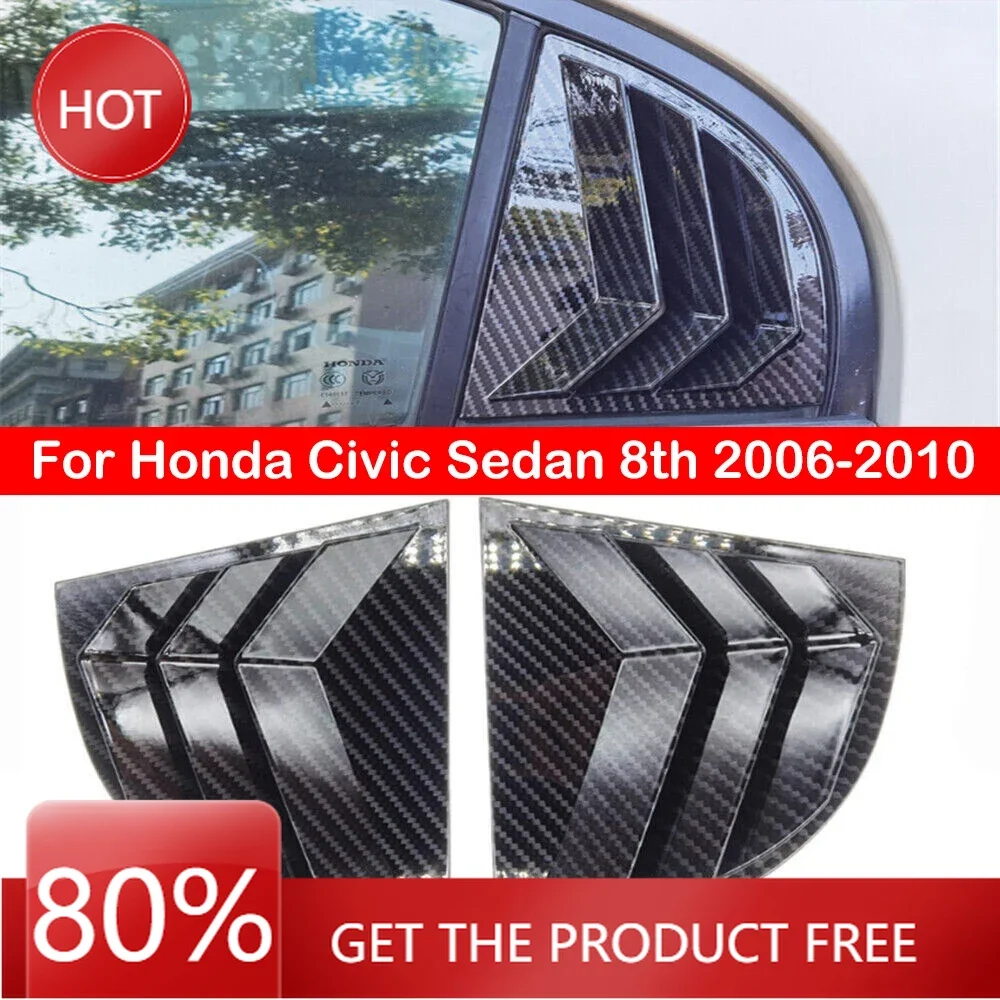Cubiertas de espejos para Honda Civic Sedan 8th 2006-2010, cubierta de persiana lateral para ventana trasera de coche, pegatina embellecedora, pala de ventilación ABS de carbono F