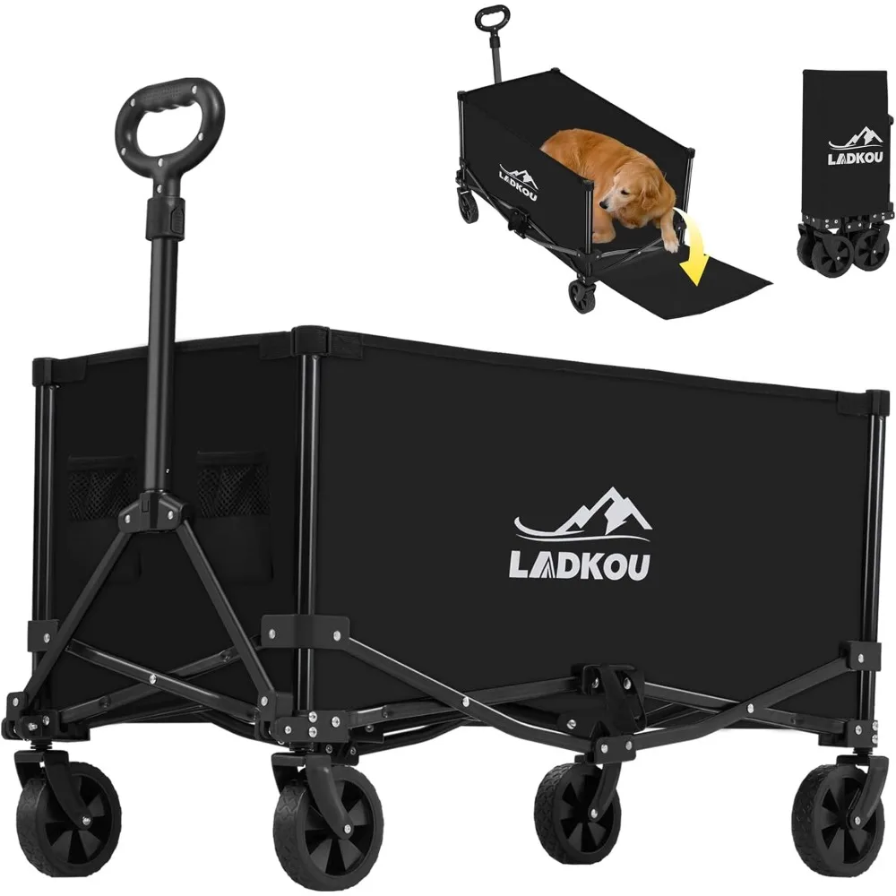 

Heavy-Duty 140L Beach Wagon Cart with 220LBS Load, Portable Utility Grocery Wagon for Outdoor Camping and Garden