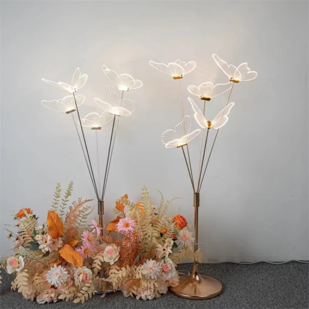 5PCs Butterflies Led Lights Standing Creative Acrylic butterfly with light Decor Wedding Party Stage Lamp