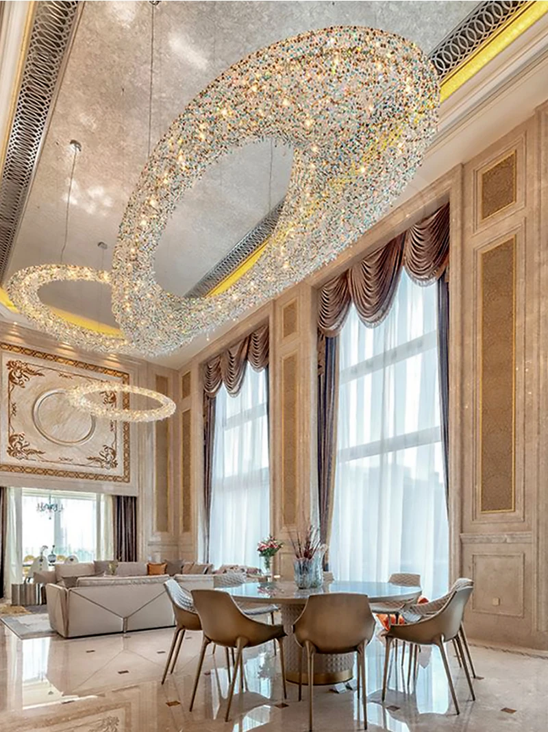 Moderne Kristall Kronleuchter Beleuchtung für Wohnzimmer Luxus Gold Hängelampe für Foyer Halle Lobby große hängende Leuchte – Detail 1