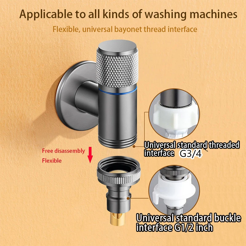 Multi-function G3/4\' Faucet Brass One Into One Out Dual Control Washing Machine Tap Three-way Toilet Triangle Valve