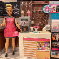 Genuine Barbie Doll Coffee Shop Set For Children Professional Fashion Playset Birthday Gift For Girls Career Experience Toy Gift