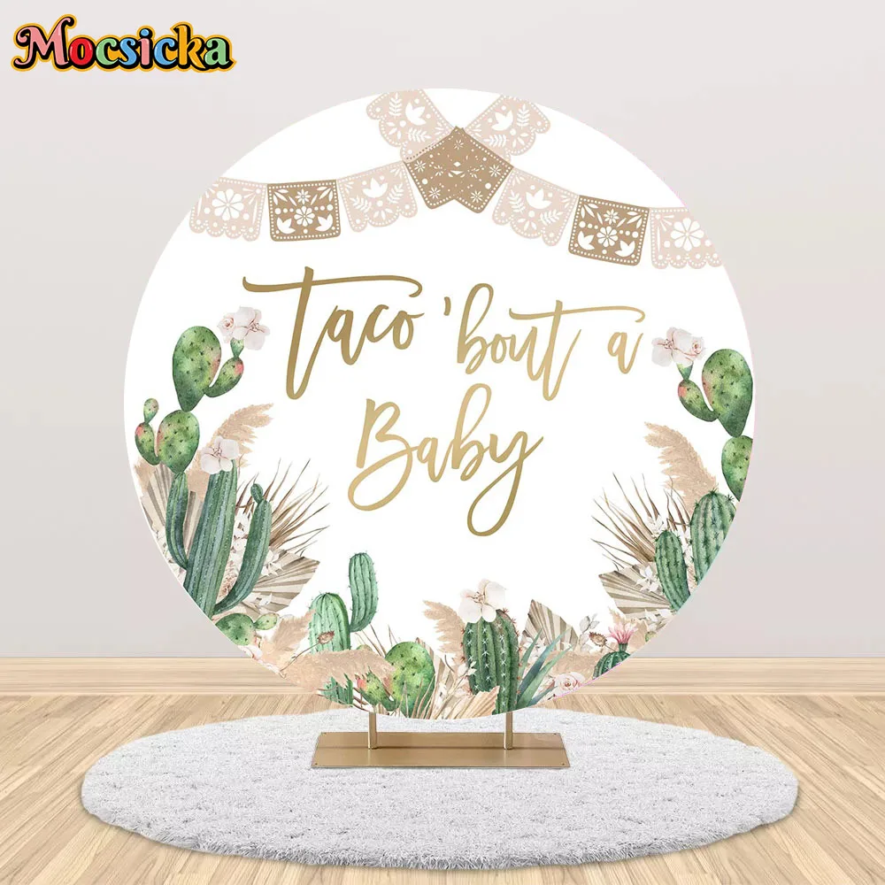 Baby Shower Party Mexican Theme Round Background Cactus Bohe Flower Decor Photography Backdrop Newborn Birthday Photobooth Props