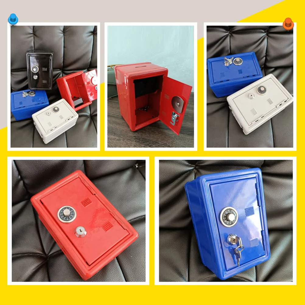 1PC Miniatur Metall Safe Kreative Eisen Sparschwein Mini Safe Form Sparen Topf Desktop Spardose Ornamente für Hause blau