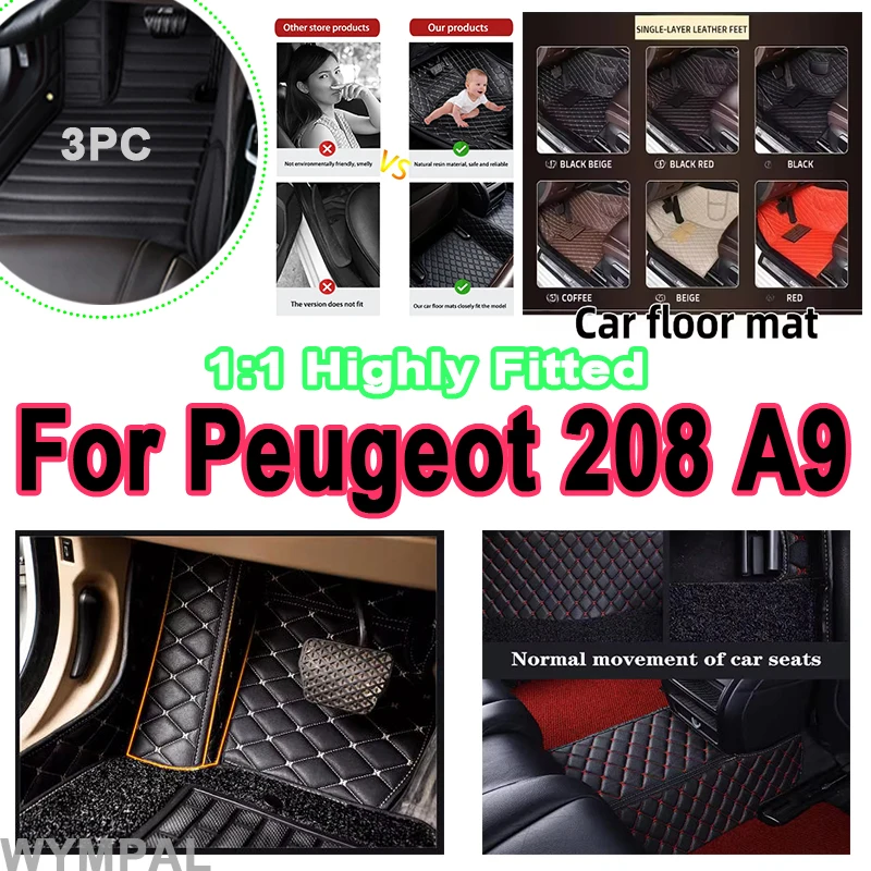 

Luxury Leather Car Floor Mats For Peugeot 208 A9 2012~2018 Carpets Mat Durable Rugs Anti Dirty Pad Set Car Accessories interior