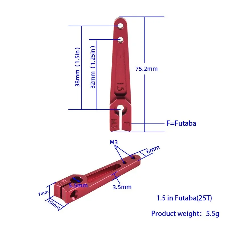 1pcs Aluminum Alloy 1/1.25/1.5/1.75/2 inch 25T Steering Arm Servo Horn for RC Model Airplane Car