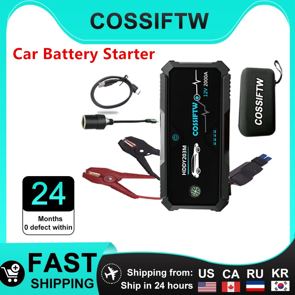 

COSSIFTW Power Bank 2000A Jump Starter Portable Charger Car Booster 12V Auto Starting Device Emergency Car Battery Starter