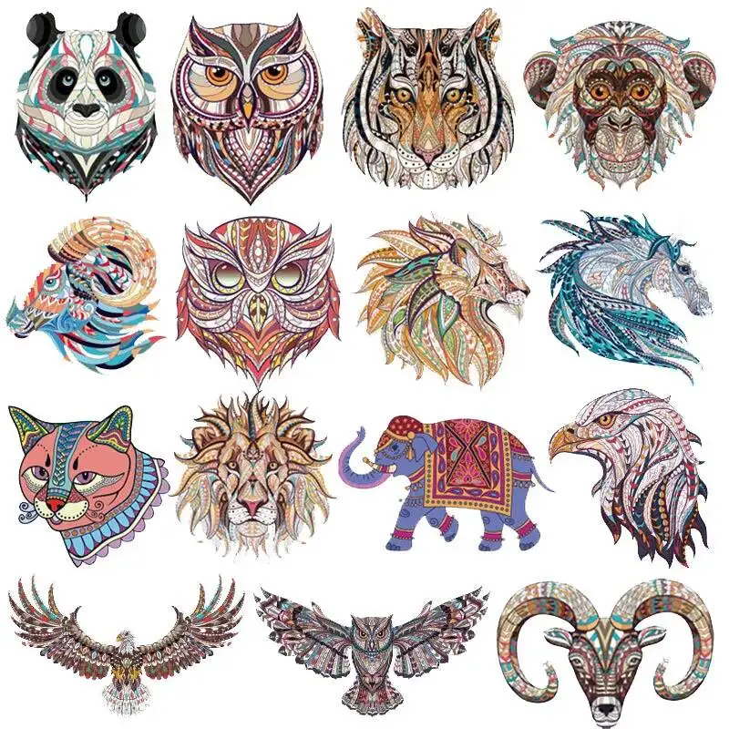 

Thermoadhesive Patches for Clothing, Heat Transfer, Iron On Patches for Clothing, DIY T-shirt Sticker, Lion, Panda, Elephant