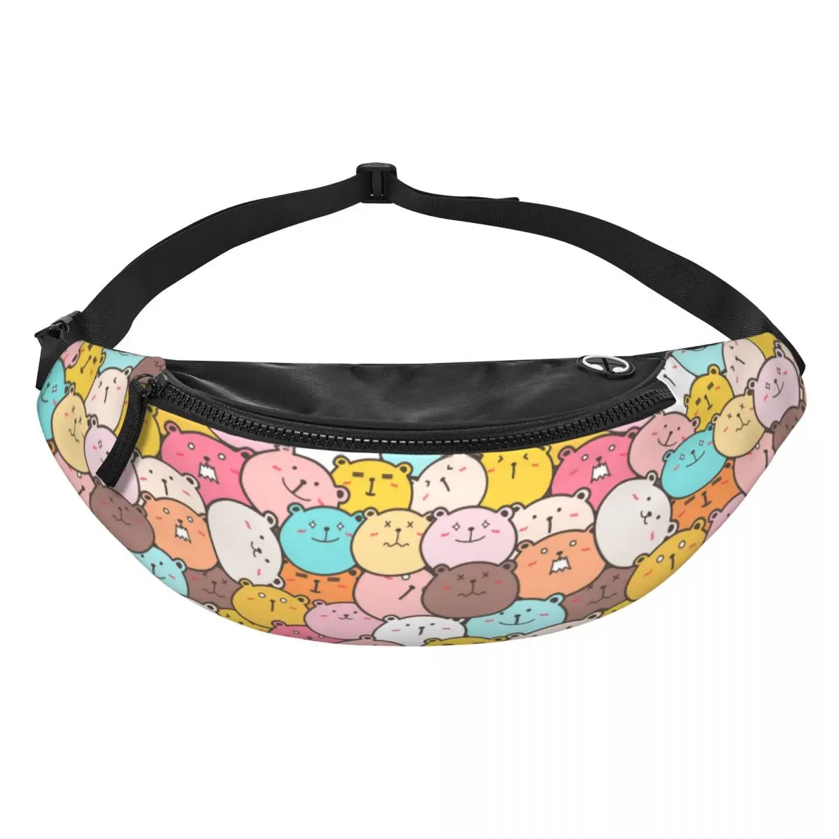 Custom Colorful Cartoon Kitten Cat Fanny Pack Women Men Black Cats Crossbody Waist Bag for Camping Biking Phone Money Pouch